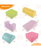 Gouun 6 Pieces Foam Climbing Blocks Indoor Climb and Crawl Activity Playset with Rectangles