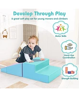 Gouun 2-Piece Step and Slide Climber for Infants Toddlers Baby Soft Play Set Foam Blocks