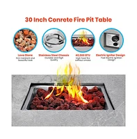 SereneLife 40,000 Btu Square Propane Gas Fire Pit Table with Lava Rocks and Cover