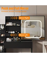 gaomon Vanity Desk with Sliding Mirror and Lights