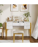 gaomon Makeup Vanity Desk with Flip Top Mirror and Lights