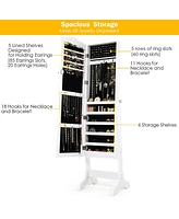 Gouun 4-Angle Tilting Mirrored Lockable Jewelry Cabinet with Large Storage Capacity