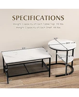 Gouun Set of 2 Nesting Table with Extra Storage Shelf for Living Room