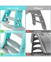 Gouun 3-in-1 Folding Slide Playset with Basketball Hoop and Small Basketball