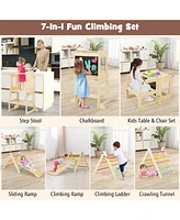 Gouun 7-in-1 Toddler Climbing Toy Connected Table and Chair Set for Boys and Girls Aged 3-14 Years Old