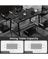 Gouun 63" Large Dining Table with Wavy Edge and Heavy-duty Metal Frame