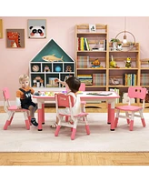 Gouun Kids Table and Chairs Set for 4 with Graffiti Desktop