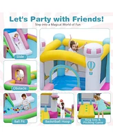 Gouun Inflatable Bounce House Bouncy Castle with Slide and Obstacle and Ball Pit without Blower