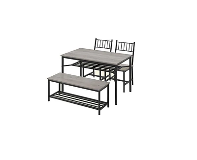 gaomon Dining Table and Chairs Set of 4,Kitchen Table with Storge Bench 47.2" Rectangular Kitchen Table Set with Wine Rack Small Dining Table Set for