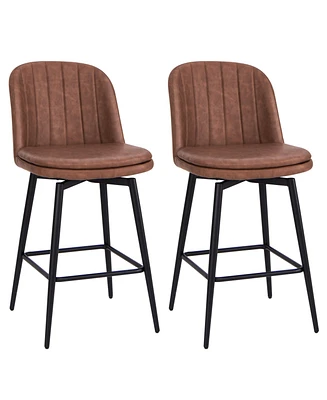 Gouun 27 Inch Swivel Bar Stool Set of 2 Counter Height Chair with Padded Seat