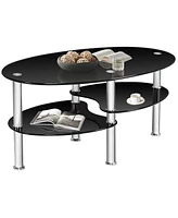 Gouun Tempered Glass Oval Side Table