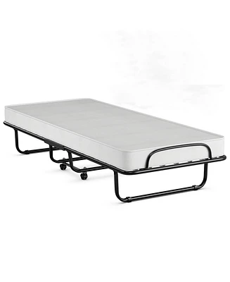 Gouun Rollaway Folding Bed with Memory Foam Mattress and Sturdy Metal Frame Made in Italy