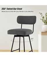 Gouun 25 Inch 2-Piece Modern Upholstered Bar Stools with Back and Footrests
