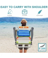 Gouun 2-Pack Folding Backpack Beach Chair 5-Position Outdoor Reclining Chairs with Pillow