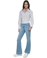 Dkny Jeans Women's Cotton Studded Cropped Shirt