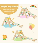 Gouun 2-in-1 Wooden Kids Climber Toys with Triangle Arch Ramp