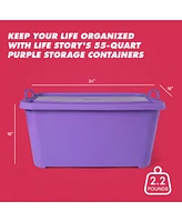 Life Story Purple Stackable Closet Organization Storage Box, 55 Quart (6 Pack)