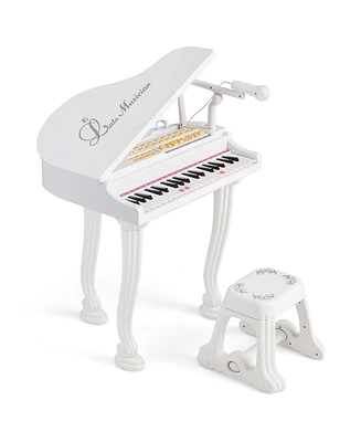 Gymax 37 Keys Kids Piano Keyboard Toy Toddler Musical Instrument w/ Stool & Microphone