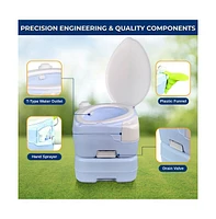 SereneLife 15-Liter Outdoor Portable Toilet with Extra Large Seat, Moonwhite