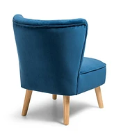 Gouun Modern Armless Velvet Accent Chair with Wood Legs