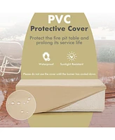 Gouun 42 Inch 50 000 Btu Rectangle Terrazzo Fire Pit Table with Pvc Cover