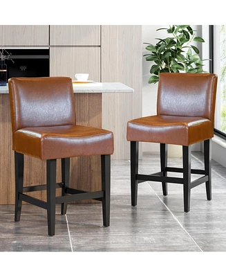 The Pop Home Set of 2 Modern Counter Stools,Soft Upholstered Seat for Kitchen & Dining-The