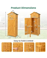 Gouun 71 Inch Tall Garden Tool Storage Cabinet with Lockable Doors and Foldable Table