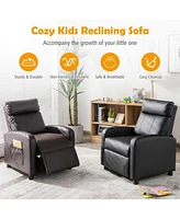 Gouun Ergonomic Pu Leather Kids Recliner Lounge Sofa for 3-12 Age Group