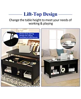 Gouun Lift Top Table with Hidden Storage Compartment