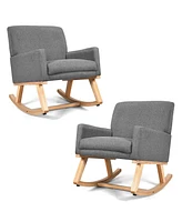 Gouun Upholstered Rocking Chair with and Solid Wood Base