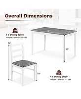 Gouun 5-Piece Wooden Dining Set with Rectangular Table and 4 Chairs