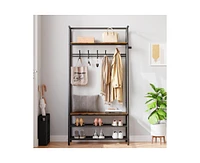 gaomon Coat Rack Shoe Bench, 4-in-1 Hall Trees Entryway Bench with Coat Rack and Shoe Rack