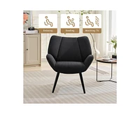 gaomon Mid Century Accent Chair, Comfy Living Room Chair Corduroy Fabric Sofa Armchair for Bedroom, Modern Accent Chair with Arms & Metal Legs for Off