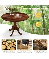 Gouun Wooden Dining Table with Round Tabletop and Curved Trestle Legs