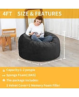 gaomon 4 Foot Bean Bag Chair,Memory Foam Big Bean Bag