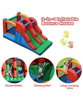 Gymax Inflatable Double Slide Bounce House Bouncy Castle w/ 480W Blower