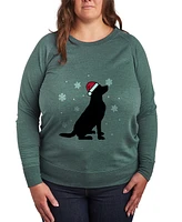 Hybrid Apparel Plus Trendy Santa Dog Snow Graphic Pullover Top