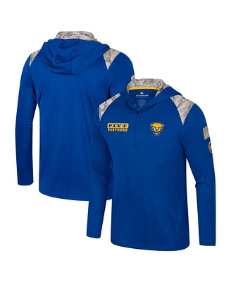 Colosseum Men's Royal Pitt Panthers Oht Military Appreciation Quarter-Zip Hoodie Jacket