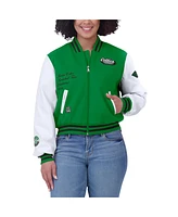 Wear By Erin Andrews Women's Kelly Green/White Boston Celtics Cropped Varsity Full-Zip Jacket