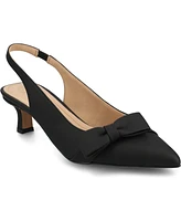 Journee Collection Women's Paloma Bow Kitten Heel Slingback Pumps