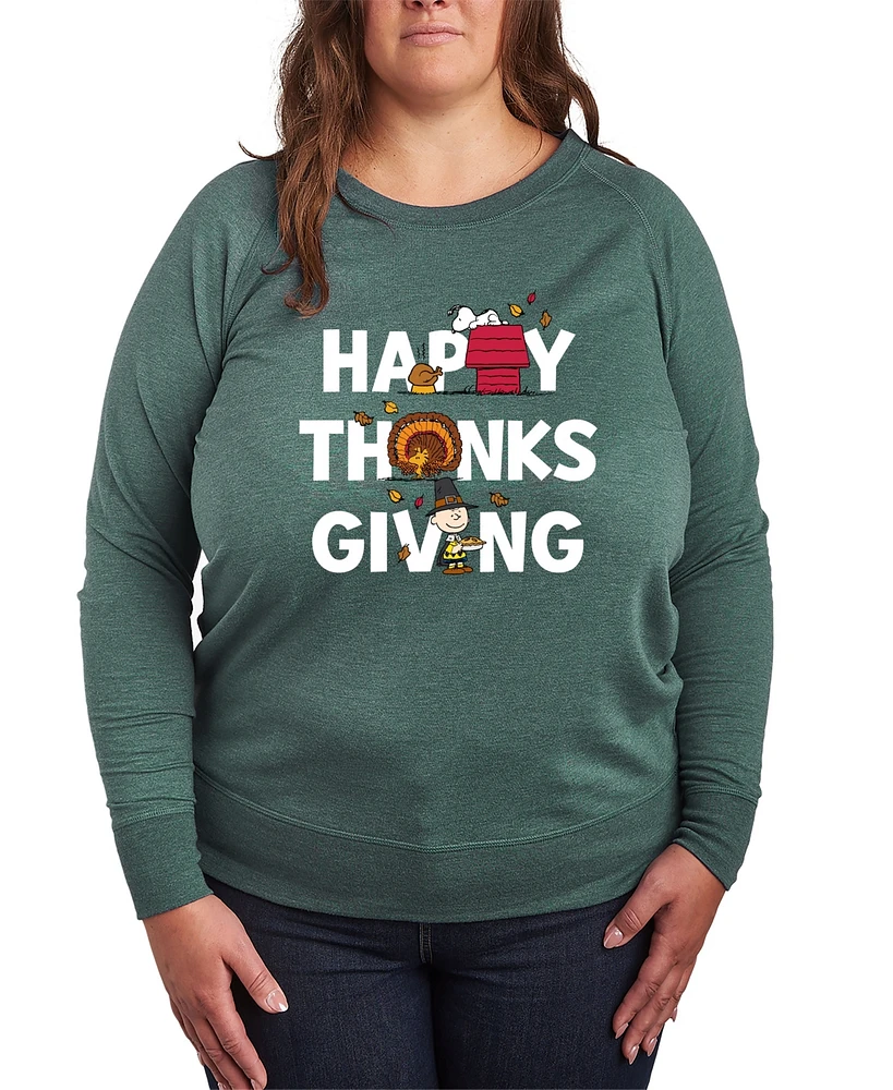 Hybrid Apparel Plus Peanuts Happy Thanksgiving Graphic Pullover Top