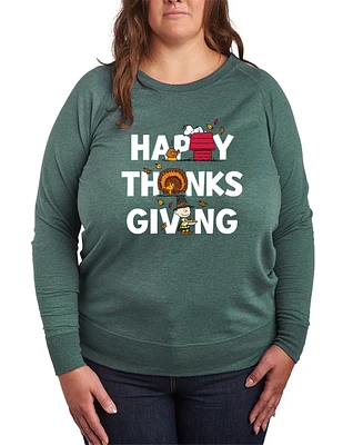 Hybrid Apparel Plus Peanuts Happy Thanksgiving Graphic Pullover Top