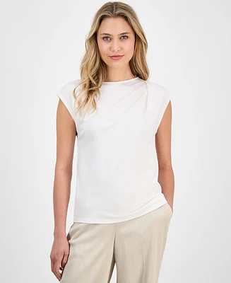 Anne Klein Women's Pleated Cap-Sleeve Top
