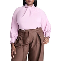 Eloquii Plus Neck Tie Top With Cut Outs