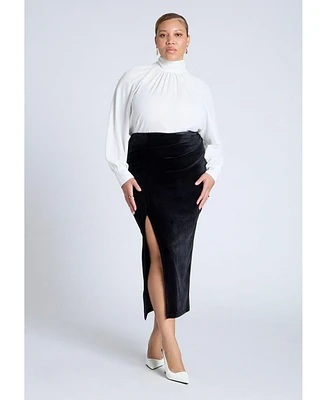 Eloquii Plus Velvet Maxi Skirt With Slit