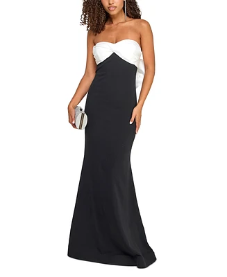 City Studios Juniors' Scuba Twisted Back-Bow Gown