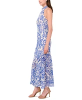 1.state Women's Printed Halter Open-Back Maxi Dress