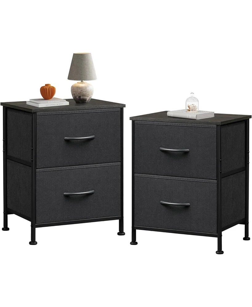 Wlive Nightstand Set of 2 Drawer Dresser for Bedroom Small with Drawers Bedside Furniture Night Stand End Table College Dorm