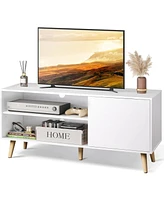 Wlive Mid-Century Modern Tv Stand for 55" Entertainment Center with Storage Open Shelves Console Living Room and Bedroom