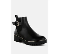 London Rag Antorin Chunky Buckle Detail Ankle Boots